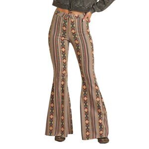 💙💖 Rock & Roll Denim All Over Aztec Bargain Button Bell Bottom High Rise Jeans